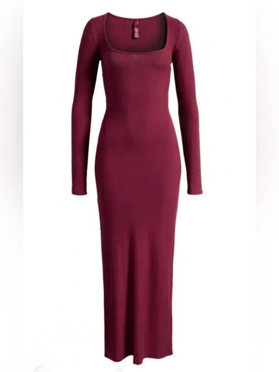 SKIMS Dresses & Skirts - SOFT LOUNGE LONG SLEEVE DRESS | WINE